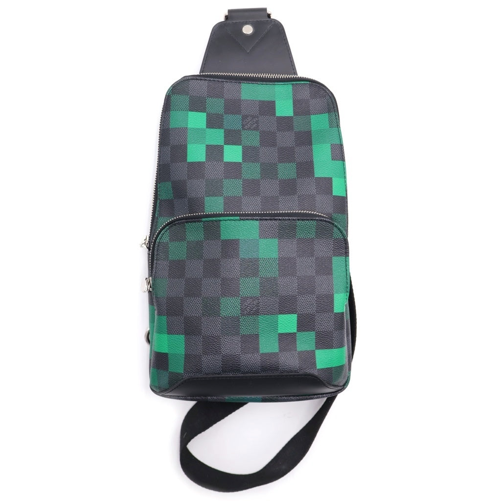 LOUIS VUITTON(ルイヴィトン) ダミエ グラフィット ピクセル アヴェニュー スリングバッグ PVC レザー ショルダーバッグ ブラック/グリーン N40069