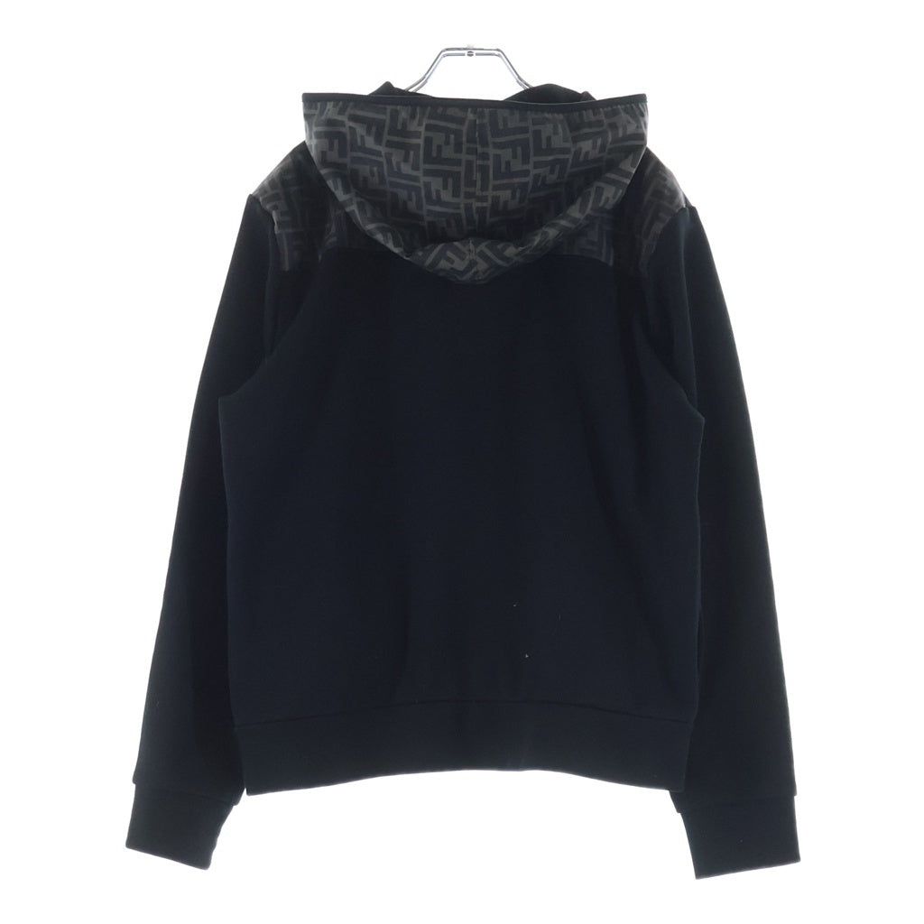 FENDI(フェンディ) ズッカ柄切り替え ジップフーディ パーカー ブラック #M FAF526 A544 レディース