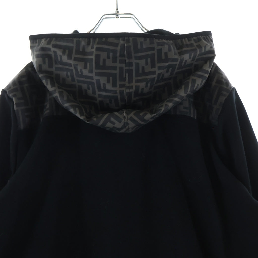 FENDI(フェンディ) ズッカ柄切り替え ジップフーディ パーカー ブラック #M FAF526 A544 レディース