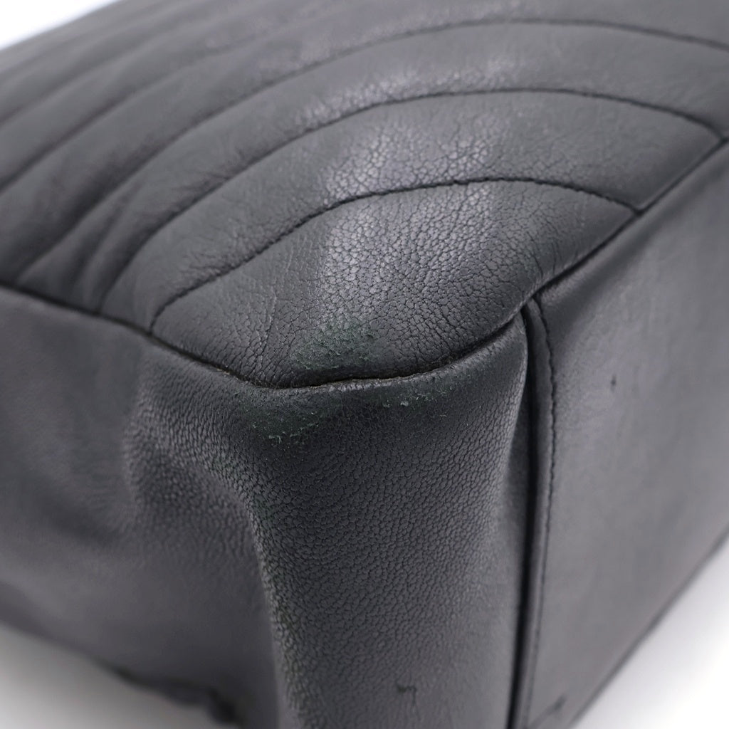 SAINT LAURENT PARIS(サンローランパリ) カサンドラロゴ Vステッチ レザー チェーンショルダー トートバッグ ブラック 392739 レディース