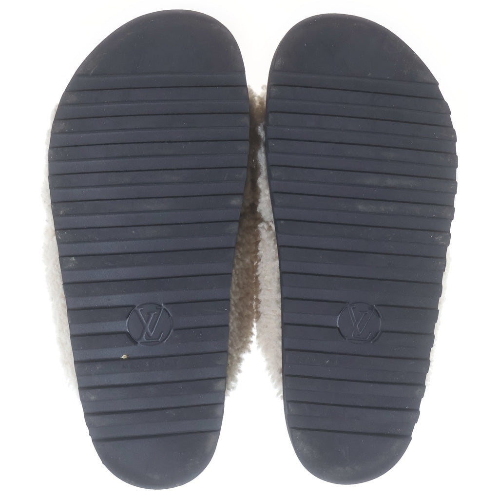 LOUIS VUITTON(ルイヴィトン) パセオライン モノグラム ボア シアリング レザー フラット サンダル シューズ ブラウン/ベージュ レディース