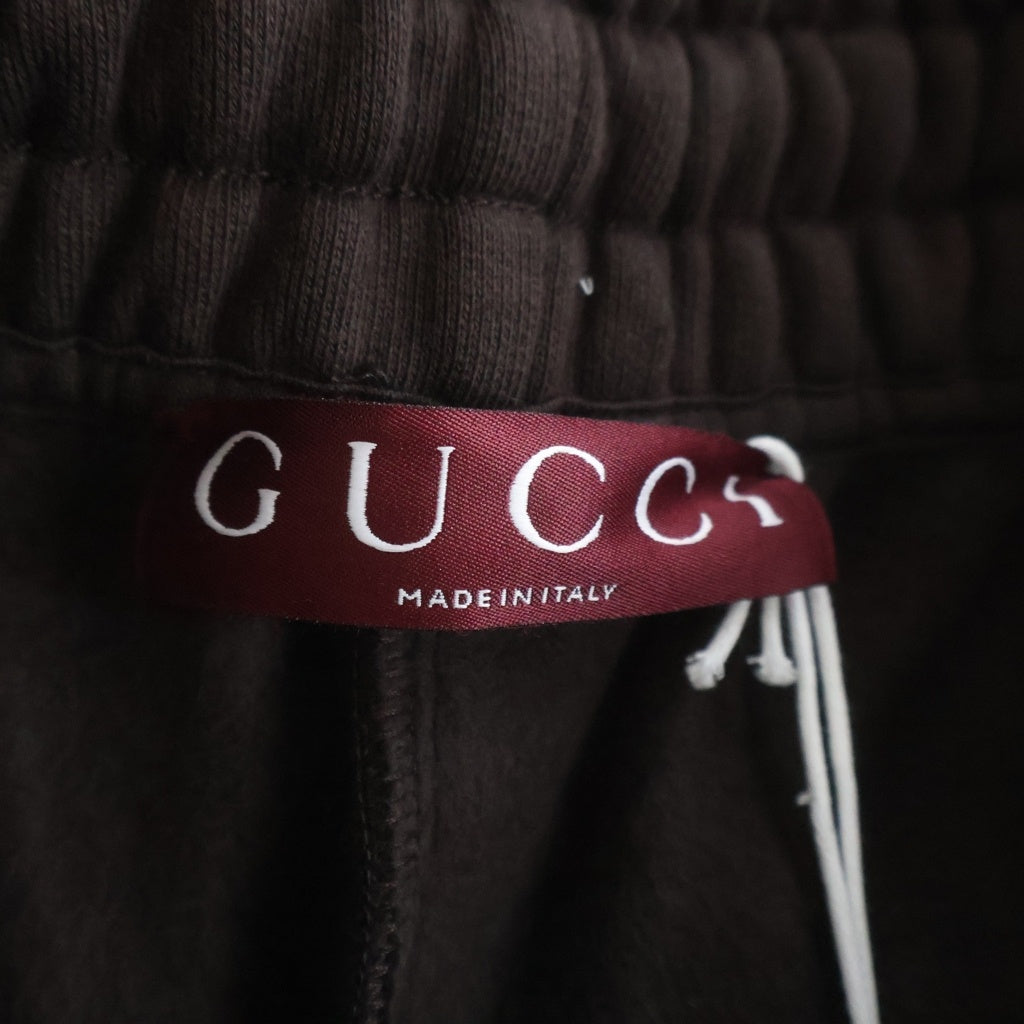 GUCCI(グッチ) ブラッシュド コットン ジャージー スウェット トラックパンツ ブラウン 848724
