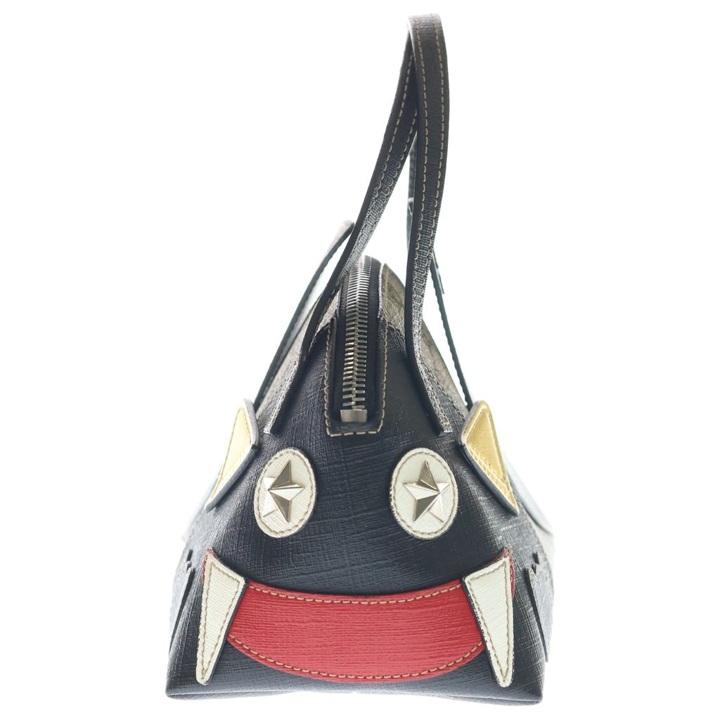 GUCCI(グッチ) チルドレンズ GGスプリーム ハンドバッグ ブラック×ベージュ レザー×PVC 525521 シルバー金具 レディース