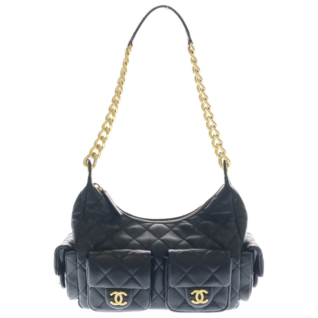 CHANEL(シャネル) ホーボー チェーン ショルダーバック マトラッセ ココマーク ゴールド金具 ラージ ラムスキン レザー AS5339