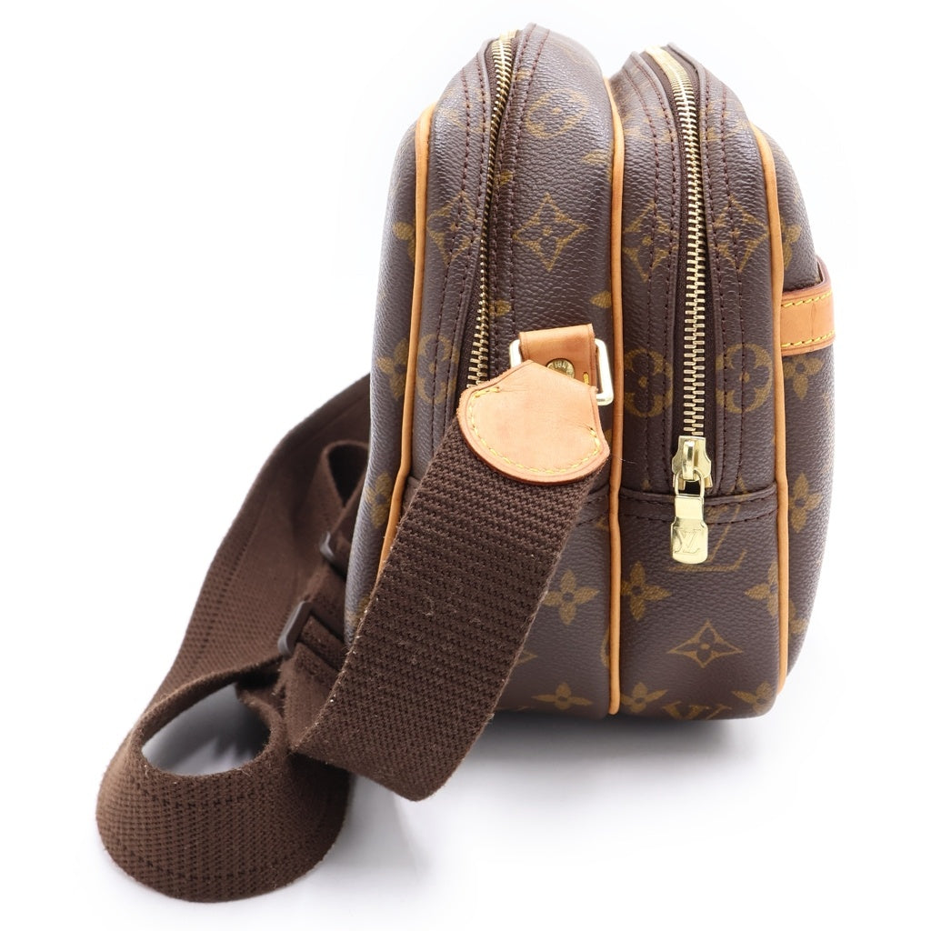 LOUIS VUITTON(ルイヴィトン) モノグラム リポーターPM ショルダーバッグ ブラウン レザー×PVC M45254 ゴールド金具 レディース