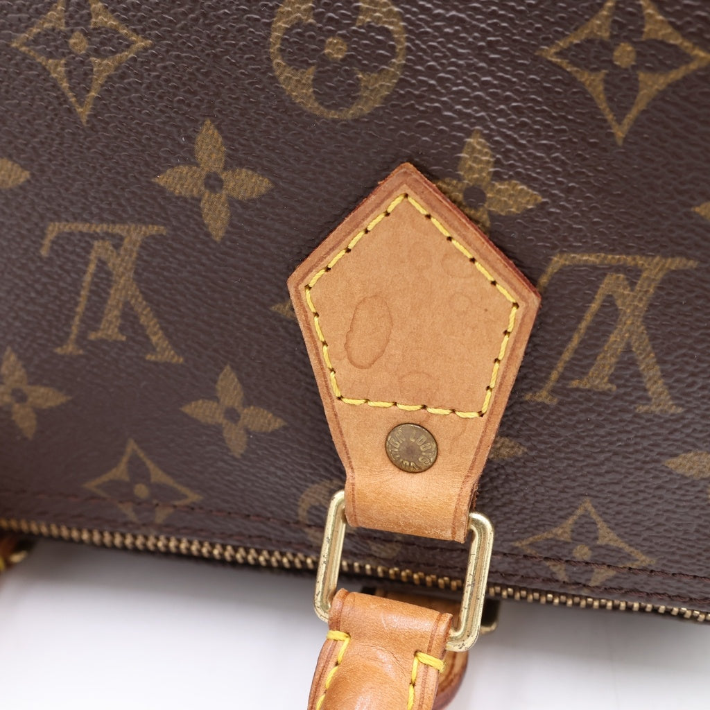 LOUIS VUITTON(ルイヴィトン) モノグラム スピーディ25 ボストンバッグ ミニバッグ ブラウン レザー×PVC M41528 ゴールド金具