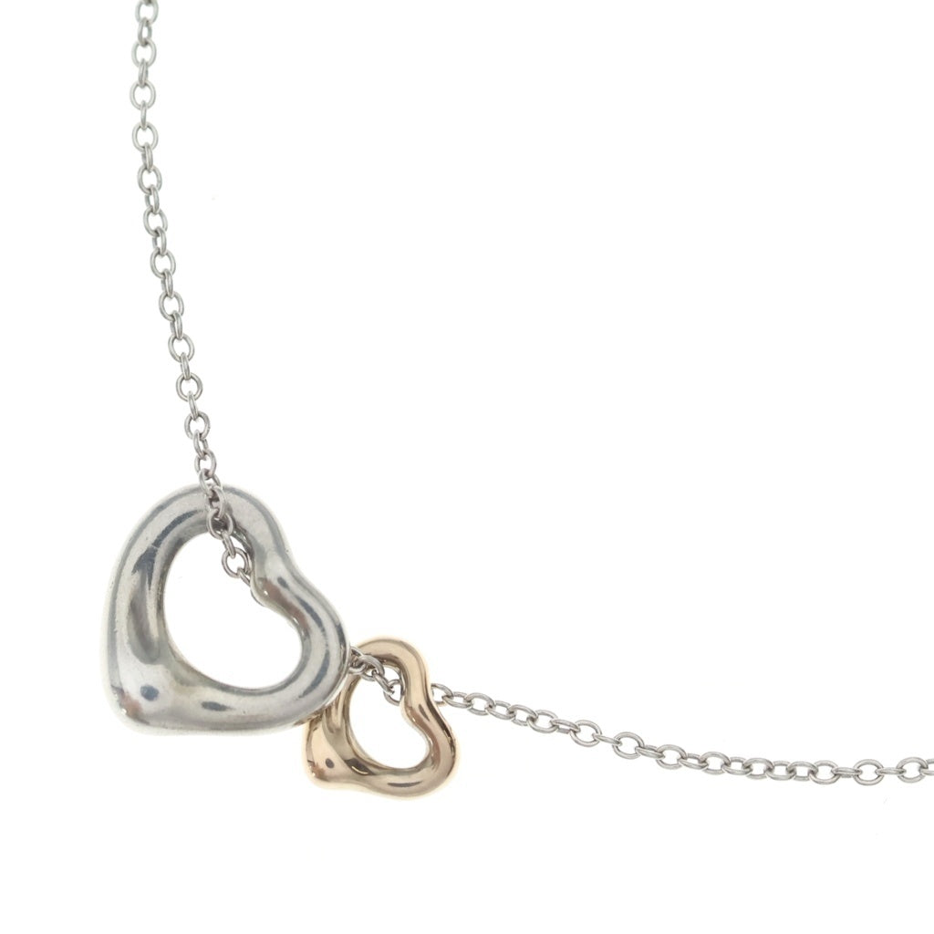 TIFFANY & Co.(ティファニー) エルサペレッティ ダブルオープンハートネックレス ペンダント チェーン シルバー×ピンクゴールド Ag925/Au750PG レディース