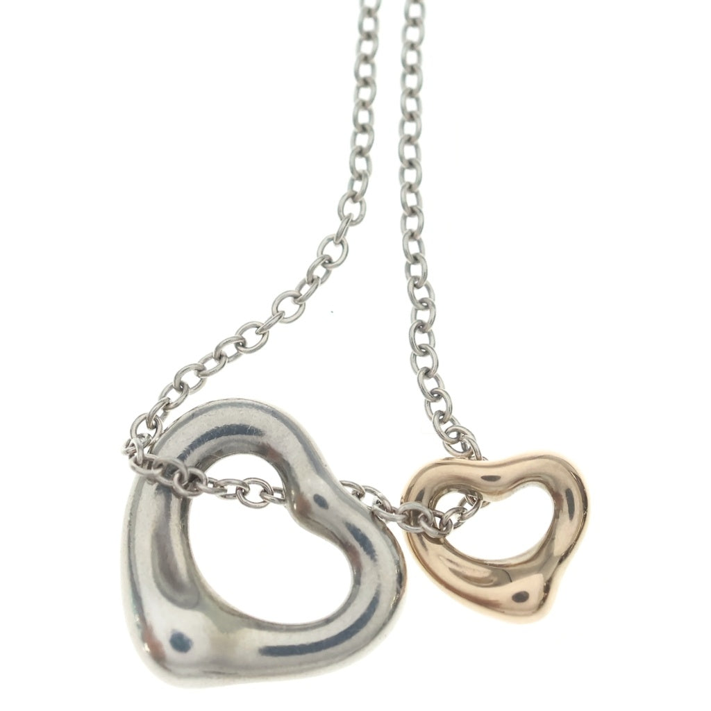TIFFANY & Co.(ティファニー) エルサペレッティ ダブルオープンハートネックレス ペンダント チェーン シルバー×ピンクゴールド Ag925/Au750PG レディース