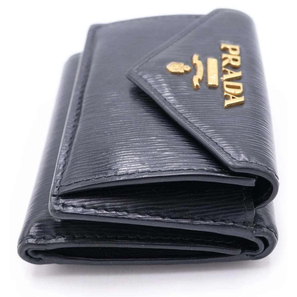 PRADA(プラダ) サフィアーノ レザー コンパクトウォレット 三つ折り財布 ICタイプ ブラック 1MH021 レディース