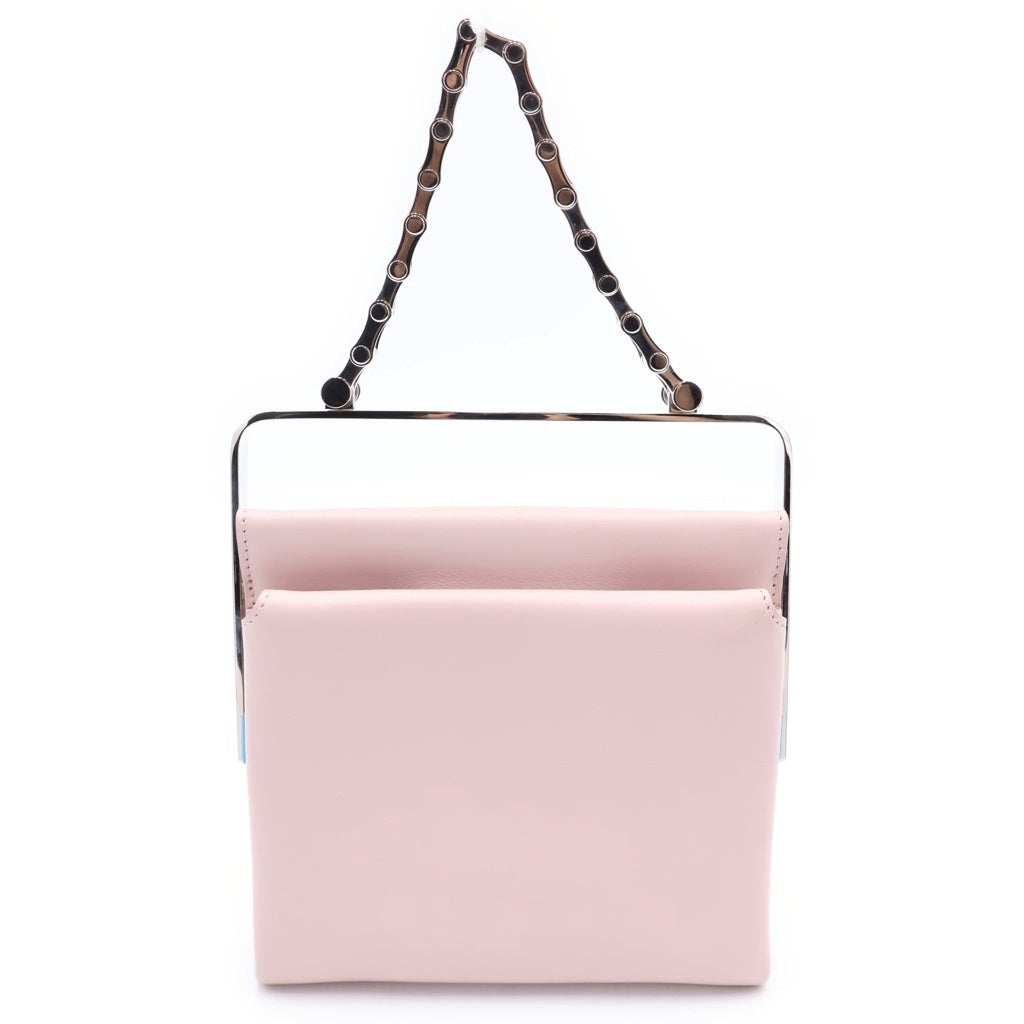 BALENCIAGA(バレンシアガ) バイクチェーンハンドル 2WAYショルダーバッグ ハンドバッグ ピンク レザー シルバー金具 レディース