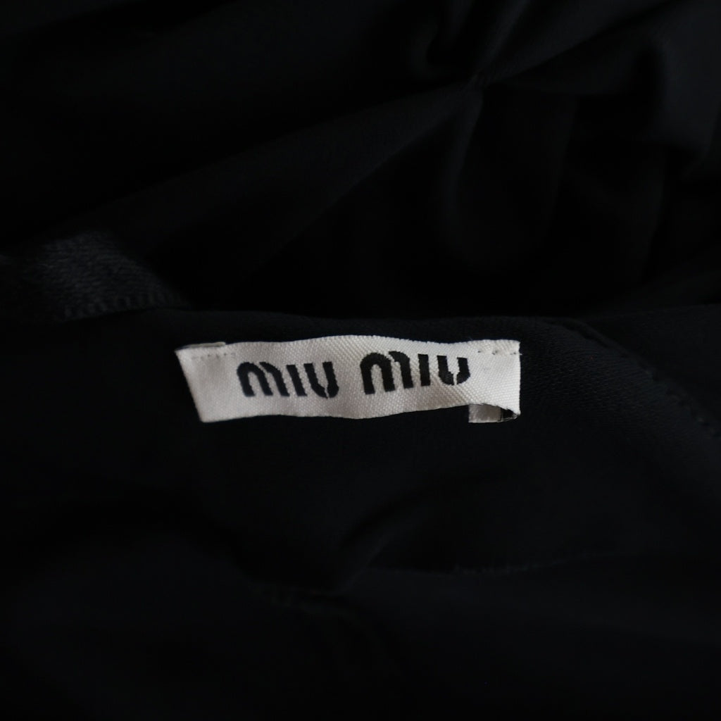 miumiu(ミュウミュウ) 長袖レーヨンワンピース ドレス ドレープ ブラック レディース MJA439