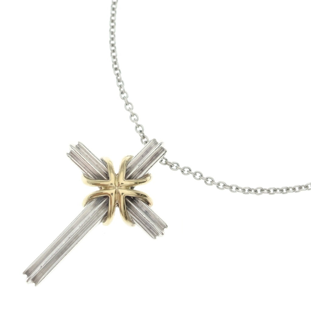 TIFFANY & Co.(ティファニー) シグネチャークロス ネックレス ペンダント チェーン シルバー×イエローゴールド Sv925×Au750YG レディース