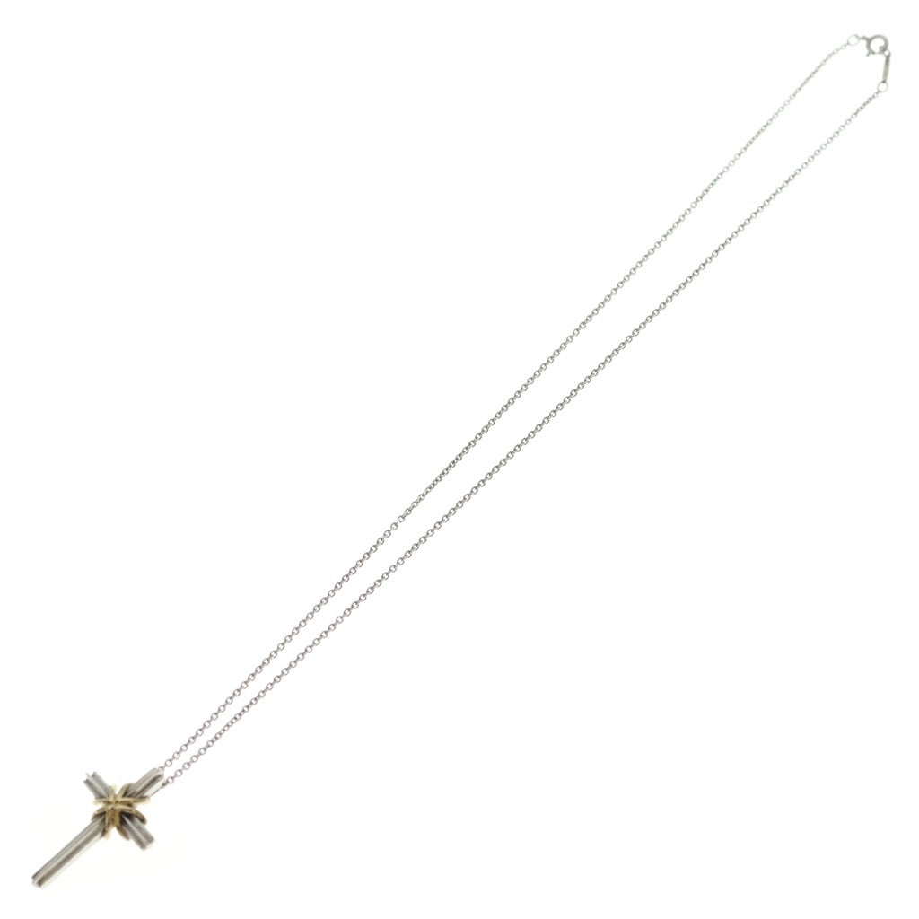 TIFFANY & Co.(ティファニー) シグネチャークロス ネックレス ペンダント チェーン シルバー×イエローゴールド Sv925×Au750YG レディース