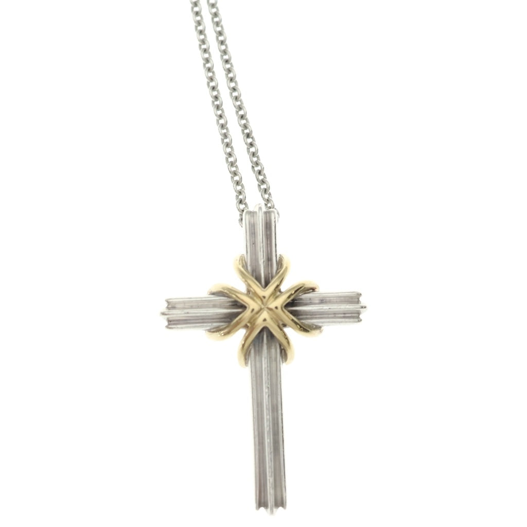 TIFFANY & Co.(ティファニー) シグネチャークロス ネックレス ペンダント チェーン シルバー×イエローゴールド Sv925×Au750YG レディース