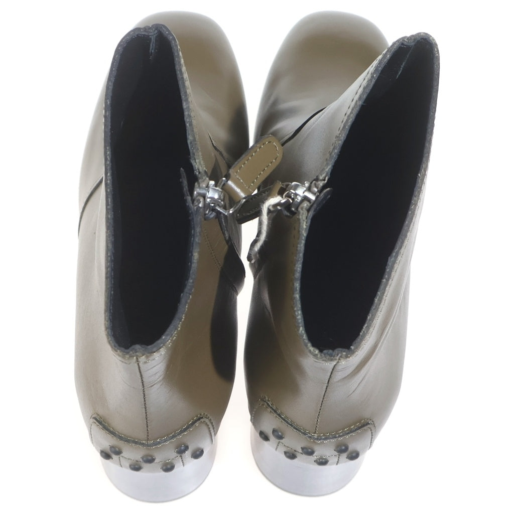 TOD'S(トッズ) レザー ヒールブーツ カーキ #39 レディース