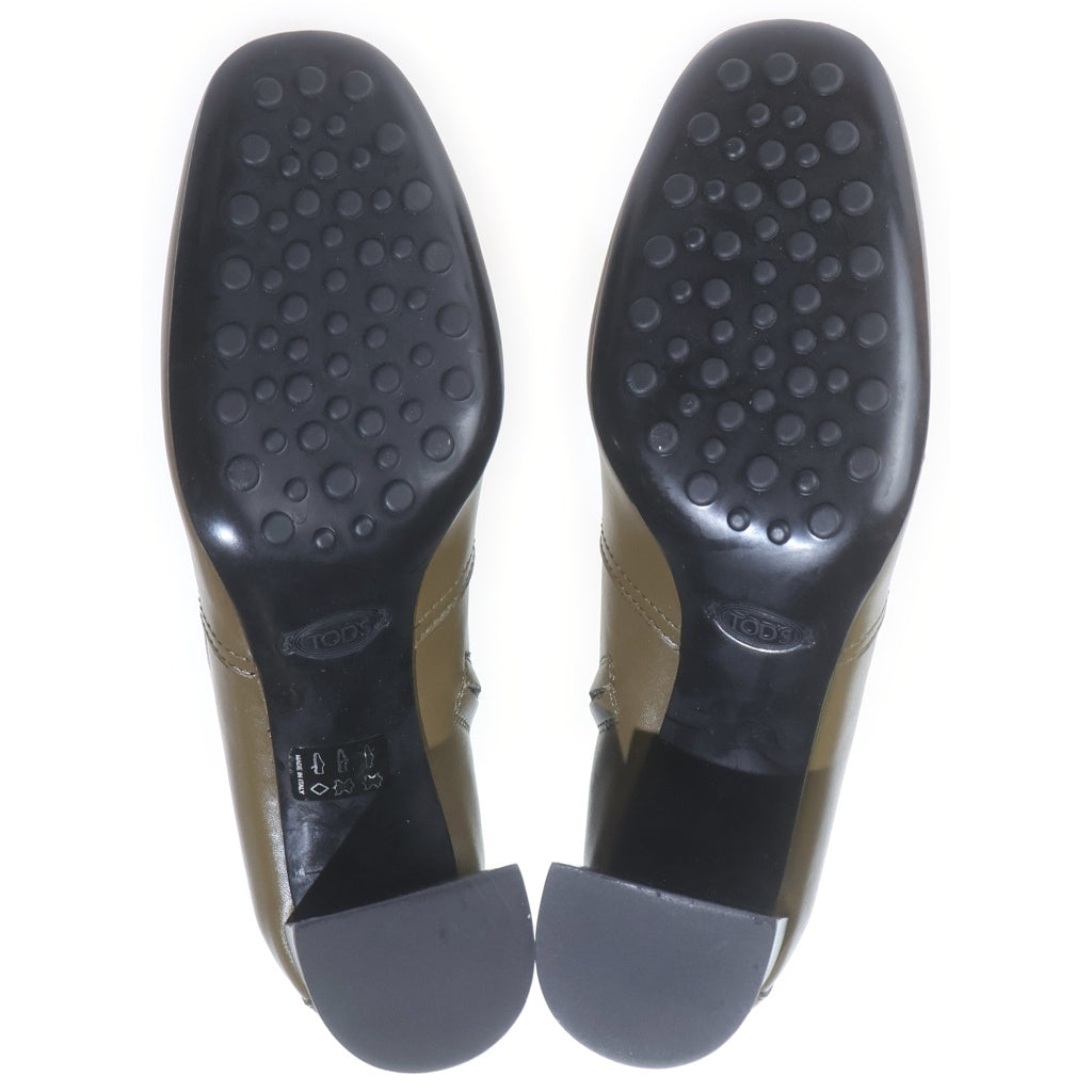 TOD'S(トッズ) レザー ヒールブーツ カーキ #39 レディース