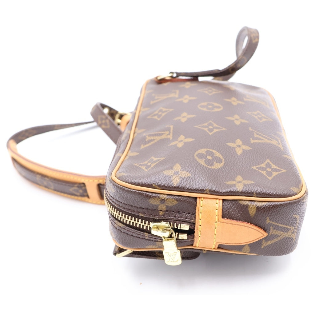 LOUIS VUITTON(ルイヴィトン) モノグラム マルリーバンドリエール ショルダーバッグ ミニバッグ ブラウン レザー×PVC M51828 ゴールド金具