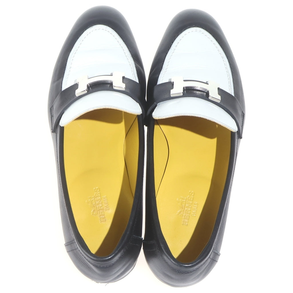 HERMES(エルメス) モカシン パリ レザーローファー ブラック×イエロー #36 1/2 AF211288Z レディース