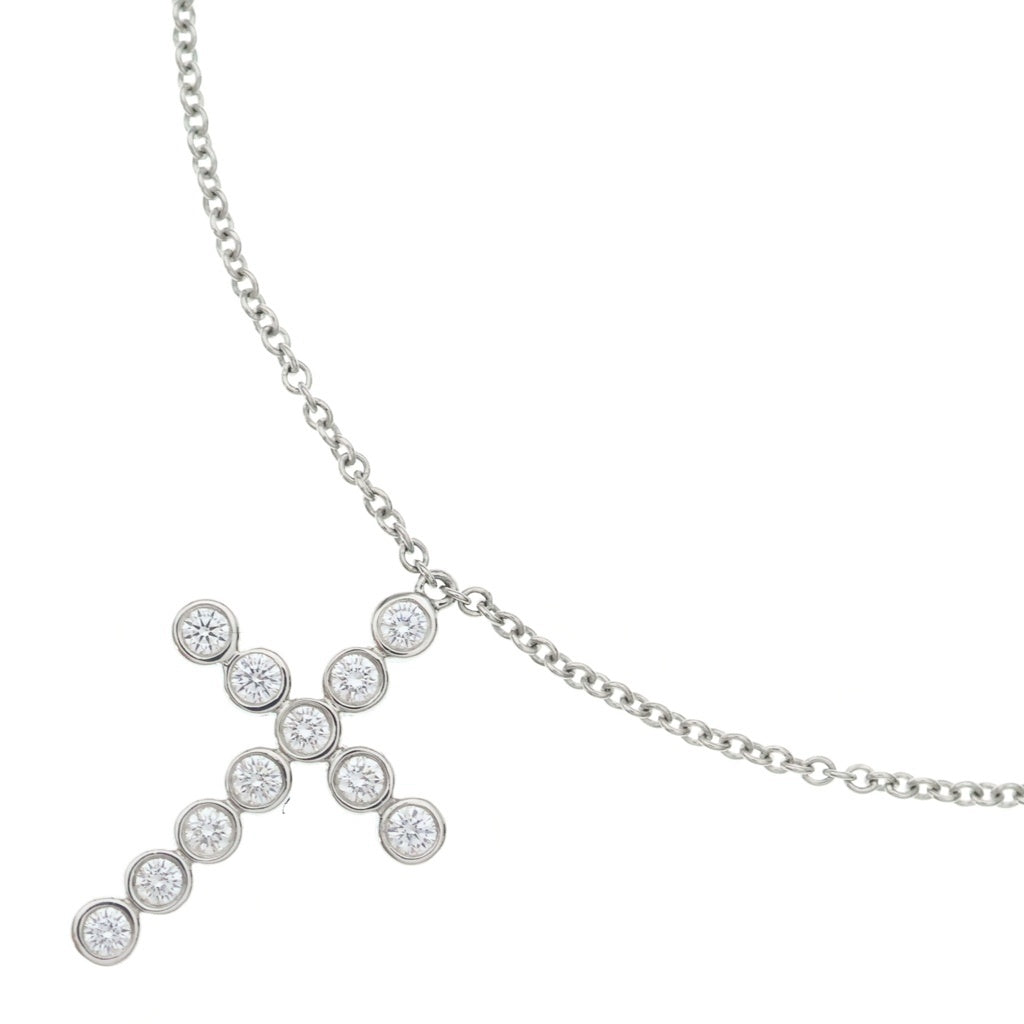 TIFFANY & Co.(ティファニー) ジャズ クロス ダイヤネックレス ペンダント チェーン プラチナ Pt950 レディース