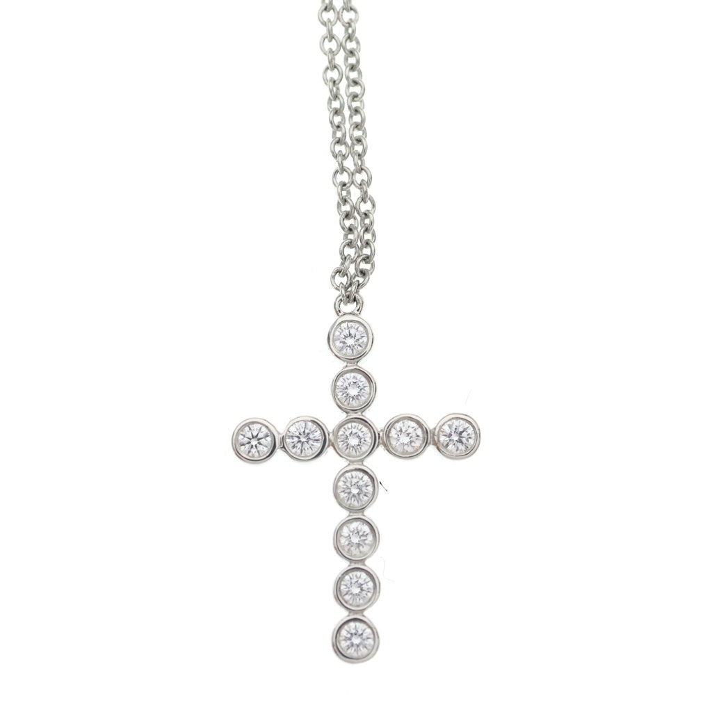 TIFFANY & Co.(ティファニー) ジャズ クロス ダイヤネックレス ペンダント チェーン プラチナ Pt950 レディース