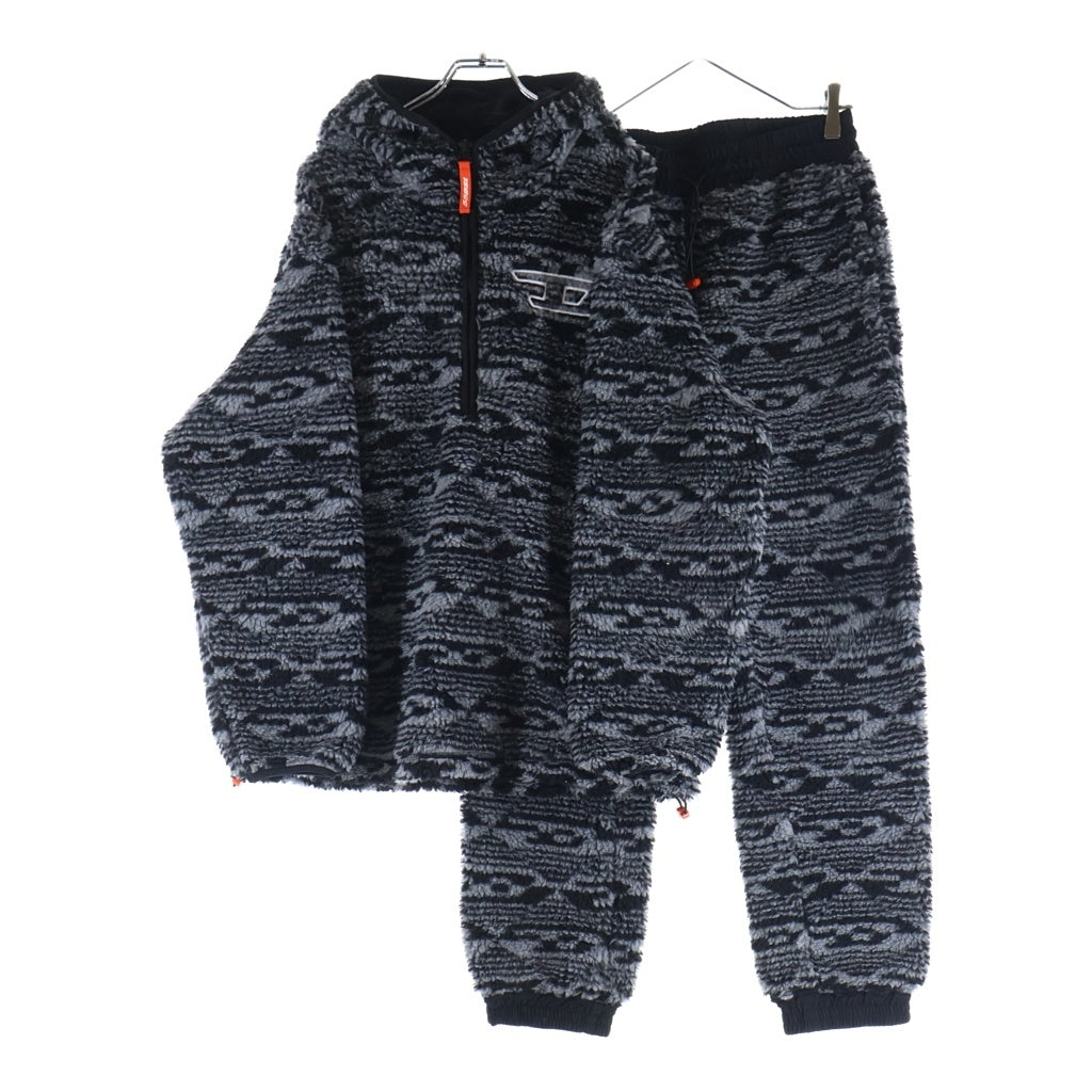 DIESEL(ディーゼル) ディーゼルスポーツ ポリエステル×アクリル ファーフリース セットアップ フーデッド ジップパーカー パンツ #S グレー