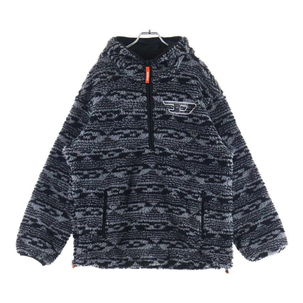 DIESEL(ディーゼル) ディーゼルスポーツ ポリエステル×アクリル ファーフリース セットアップ フーデッド ジップパーカー パンツ #S グレー
