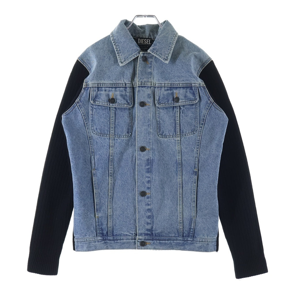 DIESEL(ディーゼル) ニット切替 デニムジャケット コットン×ウール アウター #S ブルー/ブラック