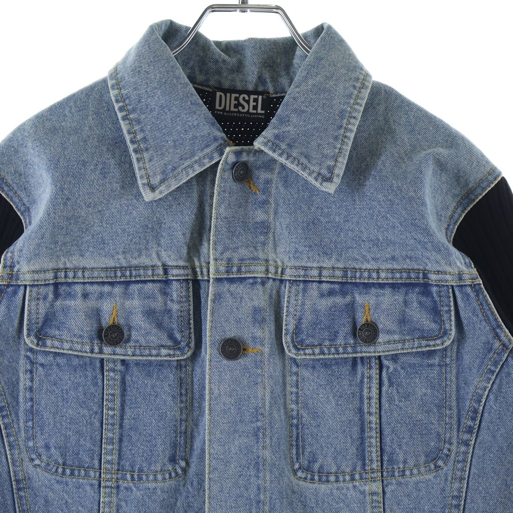 DIESEL(ディーゼル) ニット切替 デニムジャケット コットン×ウール アウター #S ブルー/ブラック