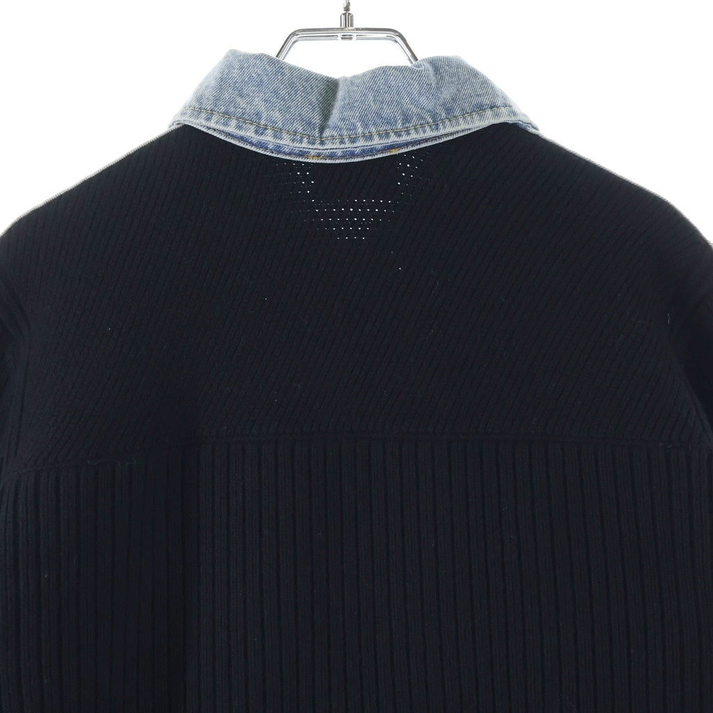 DIESEL(ディーゼル) ニット切替 デニムジャケット コットン×ウール アウター #S ブルー/ブラック