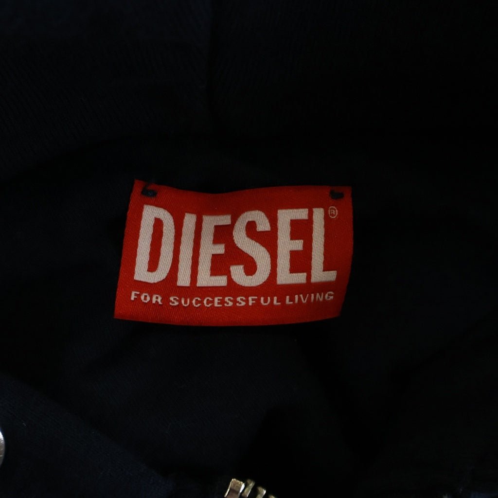 DIESEL(ディーゼル) デニム×コットン 切替 ダメージ フーデッド ジップパーカー アウター #S ネイビー/ブルー S-MIRR-NEW