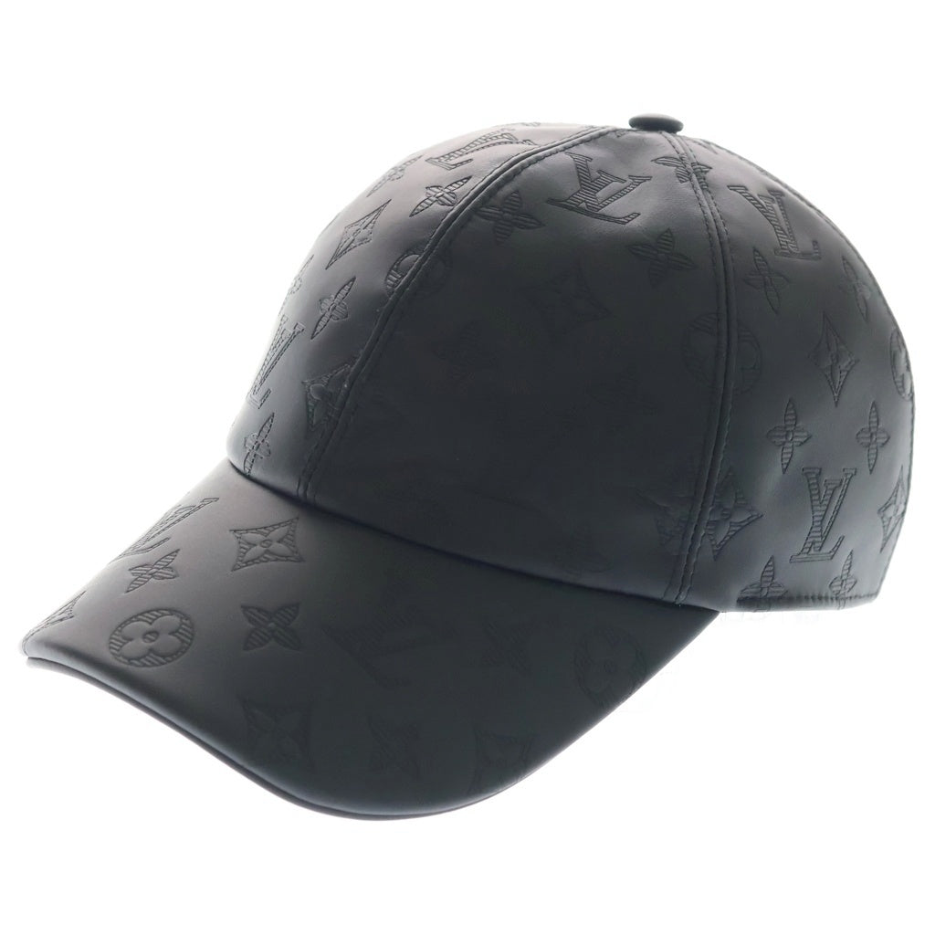 LOUIS VUITTON(ルイヴィトン) モノグラムシャドウ ベースボールキャップ 帽子 ロゴ レザー ブラック M76580 レディース
