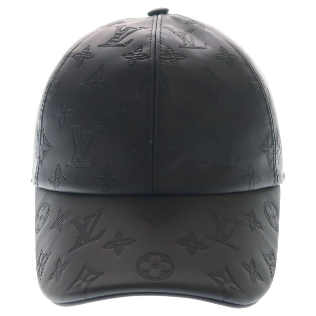 LOUIS VUITTON(ルイヴィトン) モノグラムシャドウ ベースボールキャップ 帽子 ロゴ レザー ブラック M76580 レディース