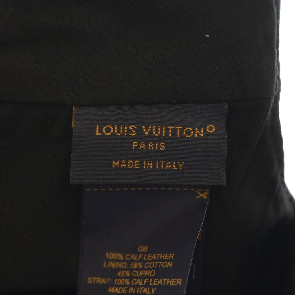 LOUIS VUITTON(ルイヴィトン) モノグラムシャドウ ベースボールキャップ 帽子 ロゴ レザー ブラック M76580 レディース
