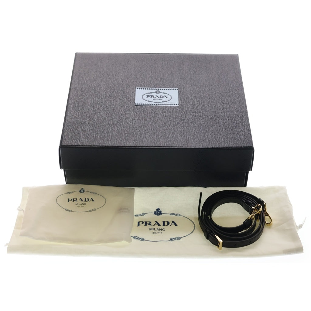 PRADA(プラダ) シンボル エンブロイダリー ジャガード ファブリック ミニ 2wayバック キャンバス ブラウン/ブラック 1BA355 レディース