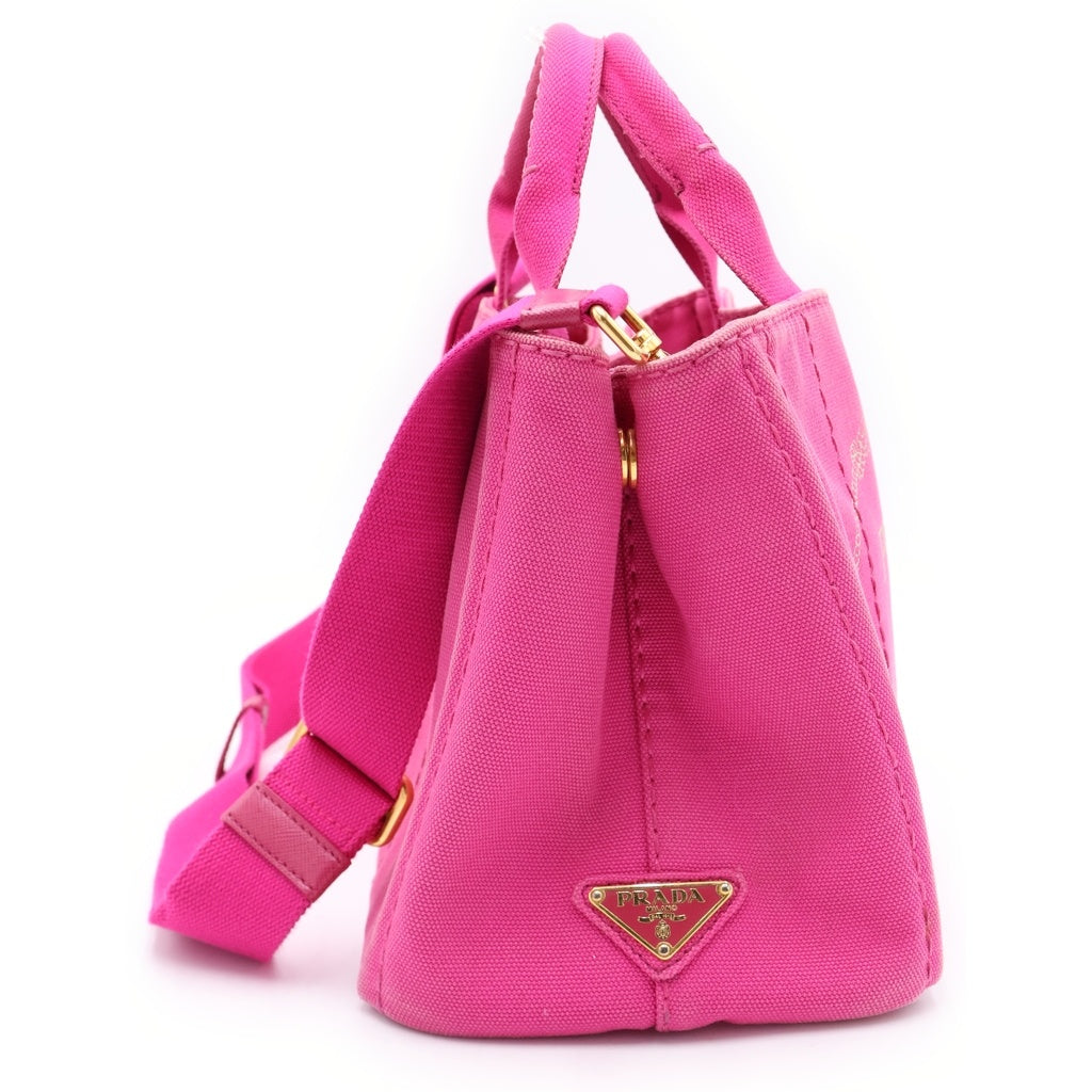PRADA(プラダ) カナパ ミニ キャンバス 2WAY ハンドバッグ ショルダーバッグ ピンク BN2439 レディース