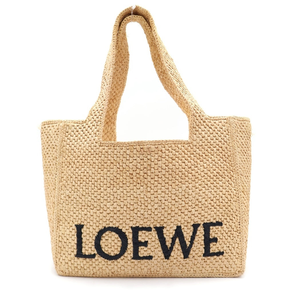LOEWE(ロエベ) フォント トート ミディアム 2WAYハンドバッグ トートバッグ ショルダーバッグ カゴバッグ ベージュ ラフィア レディース