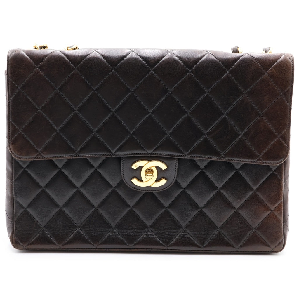 CHANEL(シャネル) デカマトラッセ30 ラムスキン ゴールド金具 チェーンショルダーバッグ ブラック レディース