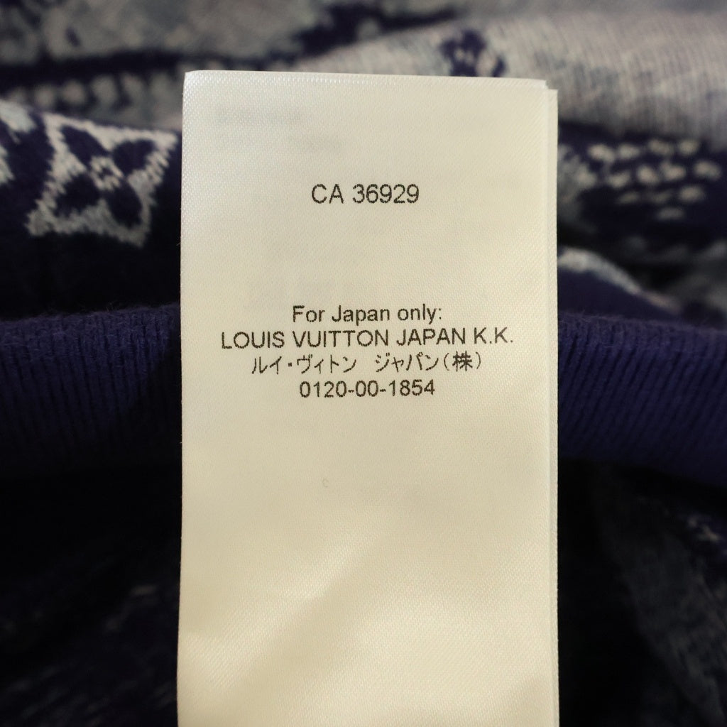 LOUIS VUITTON(ルイヴィトン) モノグラム バンダナ ショートスリーブ ニット フーディ 半袖 パーカー コットン #S ブルー RM222M N3 NHY28W