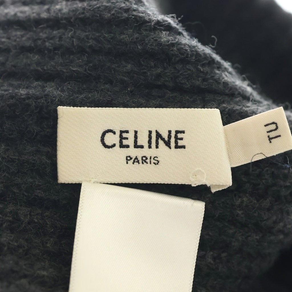 CELINE(セリーヌ) リブ編みウールニット帽 ビーニー ロゴ グレー 2AE2I423P.10AN レディース