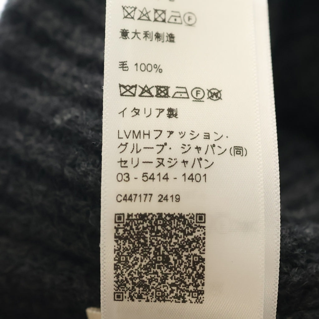 CELINE(セリーヌ) リブ編みウールニット帽 ビーニー ロゴ グレー 2AE2I423P.10AN レディース