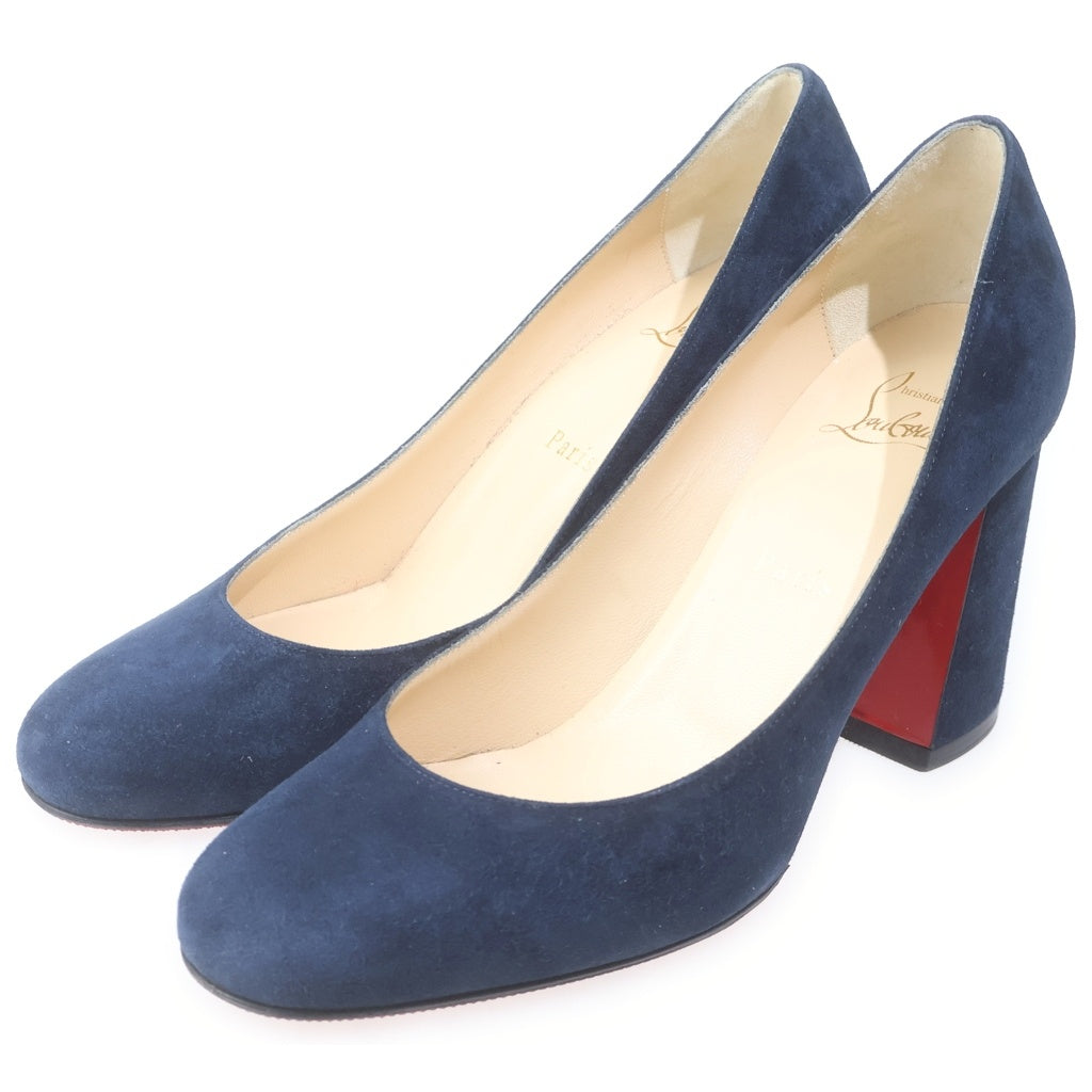 CHRISTIAN LOUBOUTIN(クリスチャンルブタン) ウェッジソール ヒールパンプス シューズ スエード イタリア製 ネイビー レディース