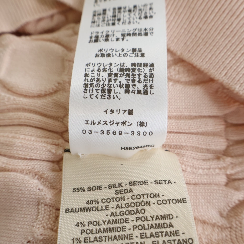 HERMES(エルメス) COACHING REMIX 半袖ニット シルク コットン イタリア製 ピンク 5E2649DG レディース