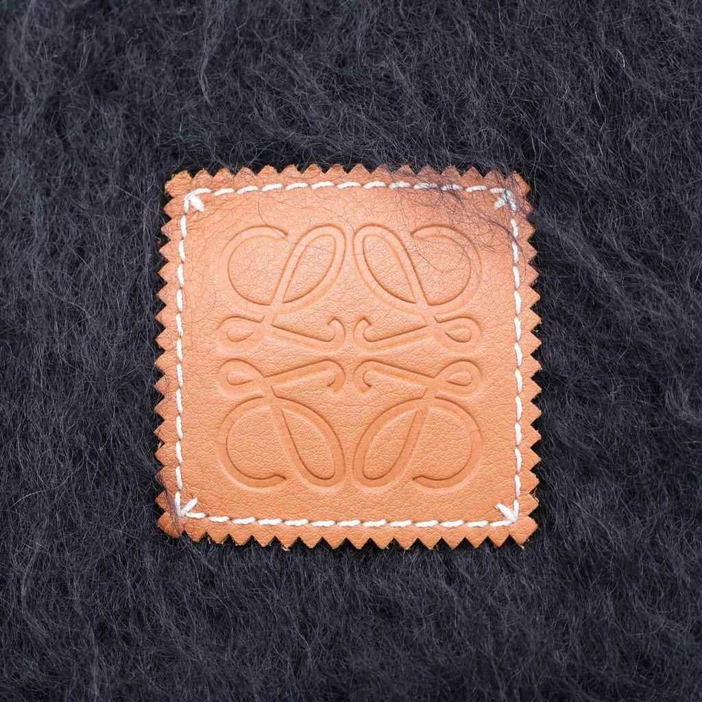 LOEWE(ロエベ) アナグラム フリンジスカーフ ウール モヘヤ ブラック F655254X01