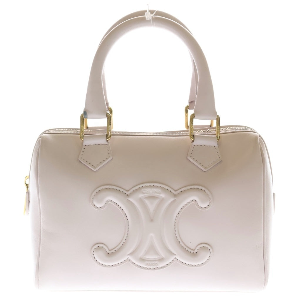 CELINE(セリーヌ) セリーヌ キュイル トリオンフ スモールボストン 2WAYハンドバッグ ショルダーバッグ ライトピンク レザー ゴールド金具 レディース