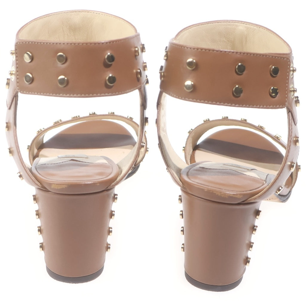 JIMMY CHOO(ジミーチュウ) スタッズ ヒールサンダル ブラウン #36 1/2 レディース