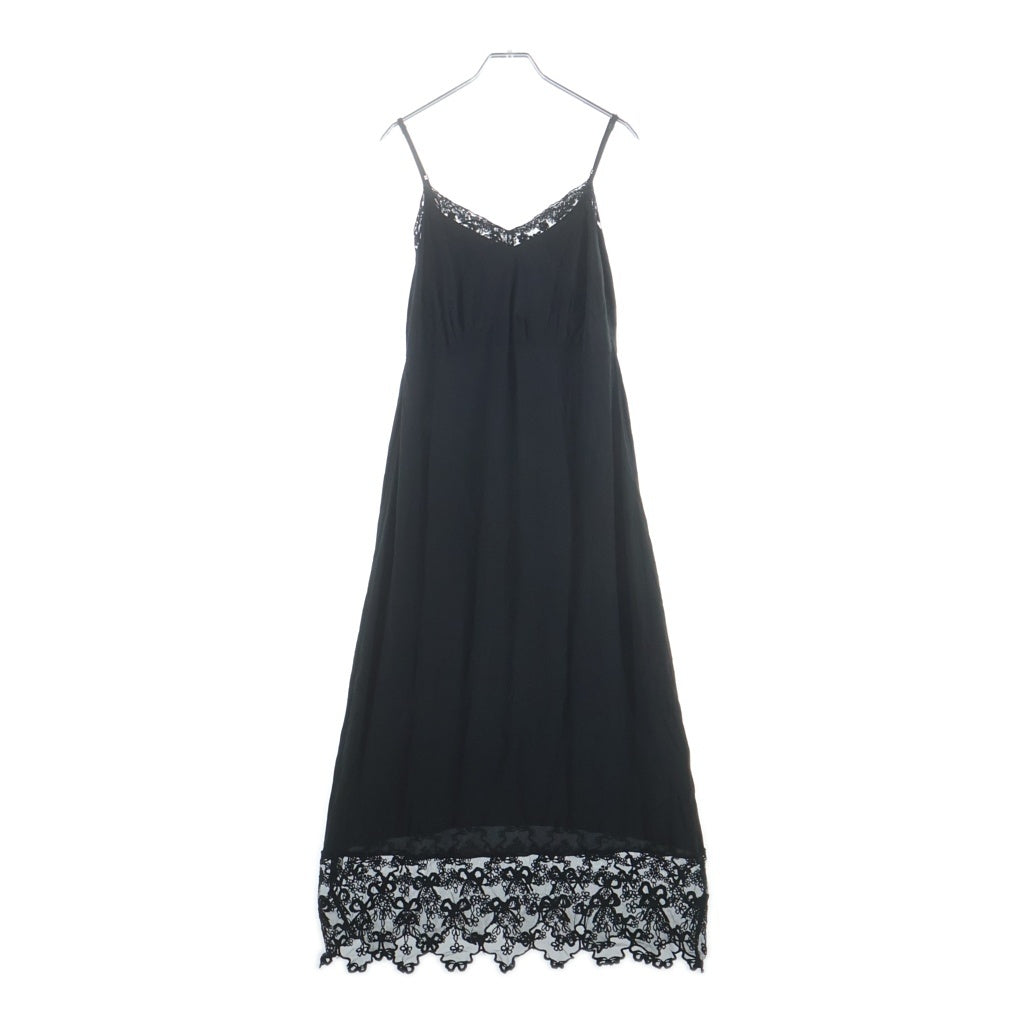Simone Rocha(シモーネロシャ) 裾レースキャミワンピース ブラック #10 レディース