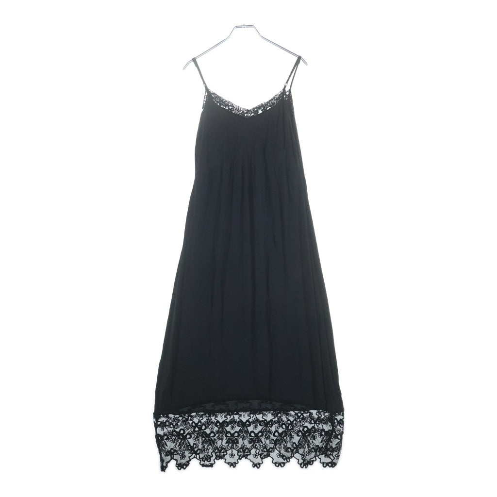 Simone Rocha(シモーネロシャ) 裾レースキャミワンピース ブラック #10 レディース