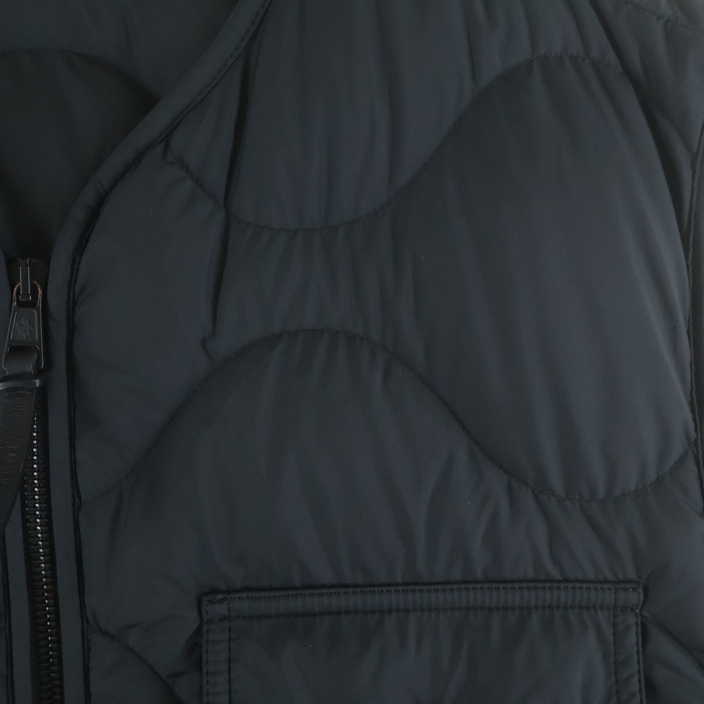 MONCLER(モンクレール) TAMBOSI GILET ジップアップ ダウンベスト ナイロン レザーパッチ ブラック C-ZIND-24-51644