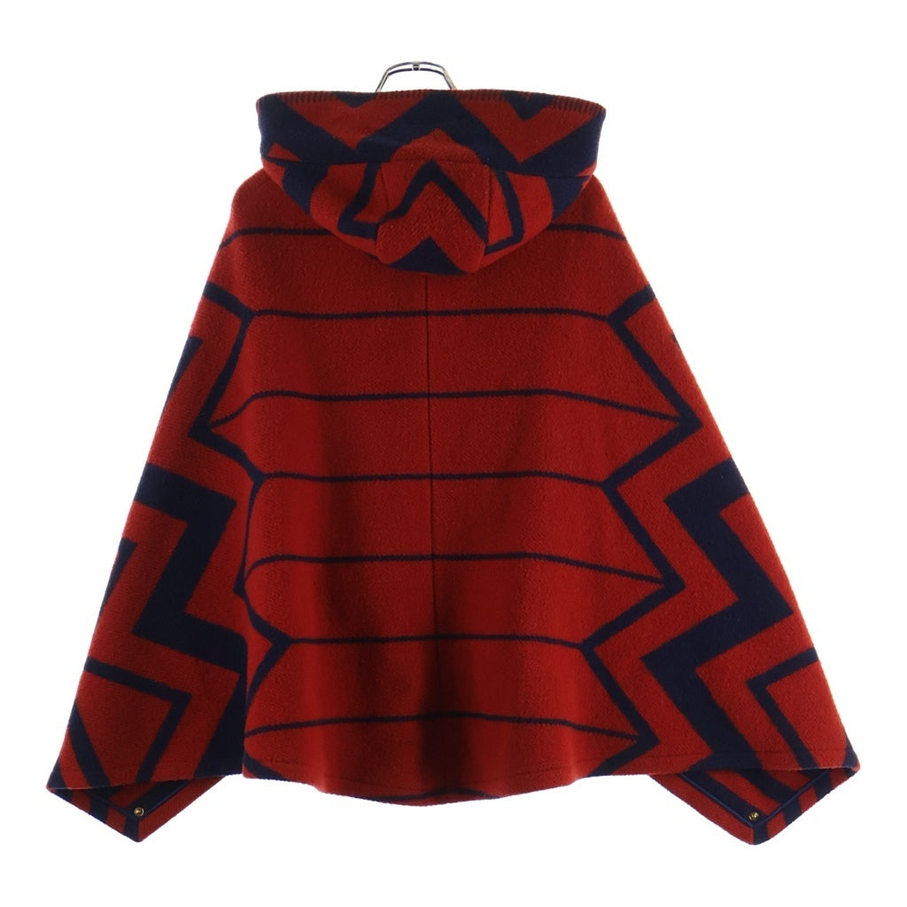 LOUIS VUITTON(ルイヴィトン) 13AW ベルテッドポンチョ ウール フード ゴールド金具 レッド/ネイビー RW132W F4OO05W0B レディース
