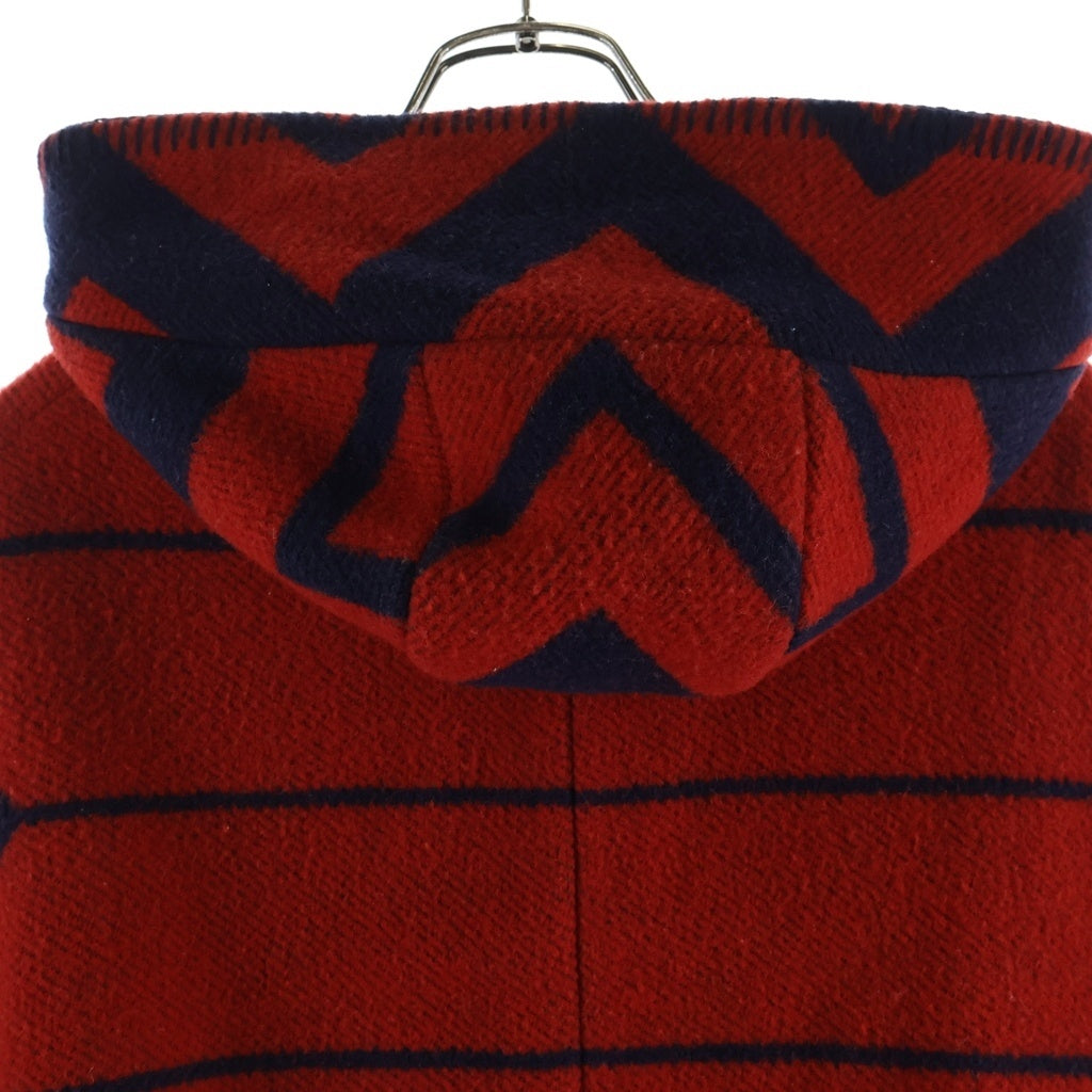 LOUIS VUITTON(ルイヴィトン) 13AW ベルテッドポンチョ ウール フード ゴールド金具 レッド/ネイビー RW132W F4OO05W0B レディース